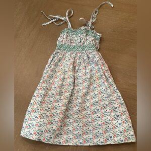 Peggy Green Floral Smocked Sundress in Cream with Pink & Green Accents